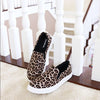 Soda Hike Oat Cheetah Causal Slip On White Sole Round Toe Boat Sneakers Shoes