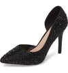Lauren Lorraine Ruby Black Rhinestone Embellished Half Dorsay Pointy Dress Pumps