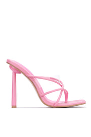 Cape Robbin SORA Heeled Mule Strappy Pumps Sandals PINK