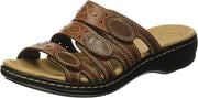 Clarks Leisa Cacti Brown Multi Casual Slip On Open Toe Flat Womens Slide Sandals