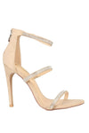 Liliana Golden-121 Nude Rhinestone Embellished Strap Stiletto Heeled Sandals