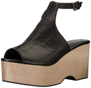 Kelsi Dagger Brooklyn Black Mule Ankle Buckle Open Toe Platform Heeled Sandals