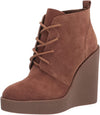 Jessica Simpson Mesila Wedge Closed Rounded Toe Lace Up Ankle Booties Tobacco