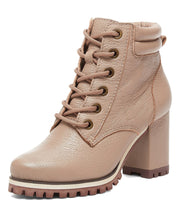 Kelsi Dagger Trek Taupe Leather Lace-Up Combat Block Heel Platform Boots