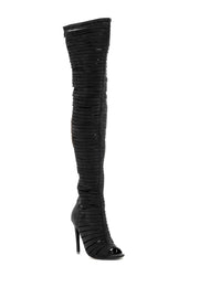 Cape Robbin Libby-6 Thigh High Open Toe Stiletto Gladiator Cut-out Boot (6.5)