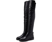 Sam Edelman Narisa Black Leather Chunky Heel Closed Toe Zip Over the Knee Boots