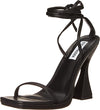 Steve Madden Lafayette Black Spool Heel Lace Up Open Squared Toe Heeled Sandals