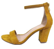 Top Moda Hannah-1 Mustard Ankle Strap High Block Heel Open Toe Heeled Sandals