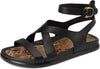 Sam Edelman Delia Black Leather Open Toe Strappy Buckle Detailed Flat Sandals