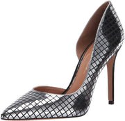 Jessica Simpson Women's Privona  Pointed Toe Metallic Pump Shoe BLACK/SILVER