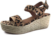 City Classified Womens Wedge Espadrilles Trim Ankle Strap Open Toe Sandals