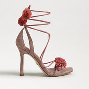 Sam Edelman Leela Pink Lily Squared Open Toe Tie Up Stiletto Heeled Sandals