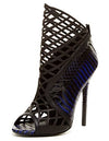 Lust For Life Foxx Hue Blue Cutout Peep Toe Caged High Heel Stiletto Booties