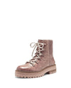 Louise Et Cie Sheena Soft Rose Nude Leather Lace-Up Classic Combat Lug Boots