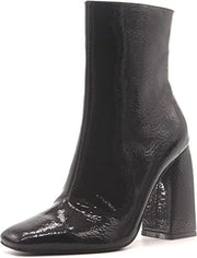 Cape Robbin Victory Black Vegan Square Toe Chunky Block High Heel Ankle Booties