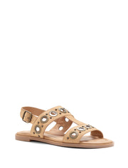 Lucky Brand ANSEL 2 Sandal Sandbox Nude Leather Flat Open Toe Fisherman Sandals