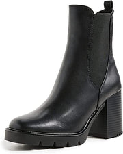 Sam Edelman Rollins Black Pull On Rounded Toe Block Heel Chelsea Ankle Boots