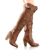 Forever Camila-48 Tan Chunky Heel Lace Up Over The Knee High Riding Boots (6)