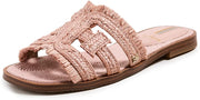 Sam Edelman Bay Clay Pink Slide Mule Open-Toe Slip-On Leather Flat Sandals