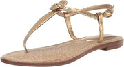 Sam Edelman Gigi Gold Signet Embossed Open Toe Ankle Strap Flats Sandals