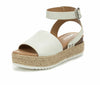 Soda Topic Off White Open Toe Buckle Ankle Strap Espadrilles Platform Sandal