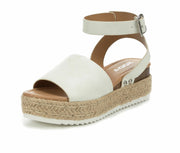 Soda Topic Off White Casual Espadrilles Flatform Embellished Wedge Open Sandals