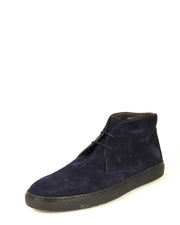 Tod's Men's Polacco Blue Denim Suede Elegant Lace Up Rounded Toe Ankle Boots