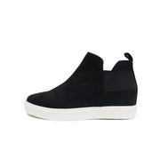 Soda Diana Black Slip On Hidden Wedge Ankle Boot Fashion with Elastic Sneakers