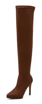 Jessica Simpson Vallrie Nut Brown High Heel Over The Knee Suede Pointed Toe Boot