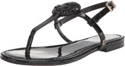 Circus by Sam Edelman Celia Black Patent Adjustable Ankle Strap Thong Sandals