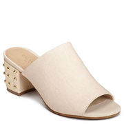 Aerosoles Bone Gold Combo Comfy Elastic Almond Toe Slip On Block Heel Sandals