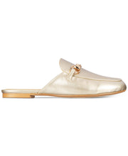 Wanted Bitman Gold Metallic Slip On Chain Detail Slide Mule Loafer Flats