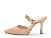 Vince Camuto Ashna Sandstone Nude Chain-Embellished Slip-On Pointed Toe Pump