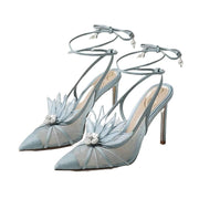 Sam Edelman Aura Robin Egg Blue Tie Up Pointed Toe Stiletto Heeled Dress Sandals