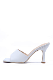 Cape Robbin Town Square On Your Knees White Mid Heel Open Toe Pumps Sandals