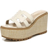 Sam Edelman Laine Ivory Wedge Heel Leather Strap Slip On Fashion Heeled Sandals