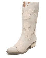 Circus by Sam Edelman Jill 2 Ivory/Vanilla Color Block Flower Patchwork Boots