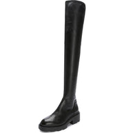 Ash Manhattan Black Pull On Round Toe Chunky Platform Block Heel Tall Boots