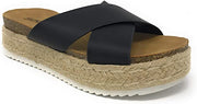 Soda Coky Casual Espadrilles Flatform Embellished Wedge Open Toe Sandals