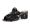 Schutz Manon Black Preto Silver Sequin Knotted Bow Low Block Heel Slide Mules