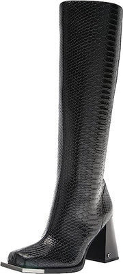 Circus by Sam Edelman Nate Black Snake Print Squared Toe Knee High Tall Boots