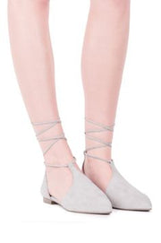 Jeffrey Campbell Tomasi Flat Pointy Toe D'Orsay Suede Tie Wrapped Around Ankle