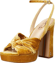 Sam Edelman Kristen Saffron Yellow Block Heel Ankle Strap Block Heeled Sandals