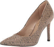 Sam Edelman Hazel Natural/Black Stiletto Heel Pointed Toe Slip On Fashion Pumps