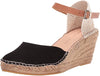 Eric Michael Evie Black White Wedge Espadrille Ankle Strap Closed Sandals Pumps