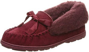 BEARPAW Indio Wine Womens Slip On Fur Lace Up Suede Upper Flat Slippers