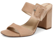 Sam Edelman Dalton Golden Caramel Suede Oversized Buckle Slip-On Dress Sandals