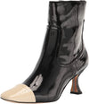 Sam Edelman Livia Black/Modern Ivory Spool Heel Squared Toe Fashion Ankle Boots