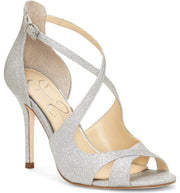 Jessica Simpson Averie Silver Open Toe High Dress Formal Stiletto Sandals Pumps