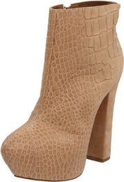 Report Signature Layton Ankle Boot Taupe Croco High Thick Heel Booties